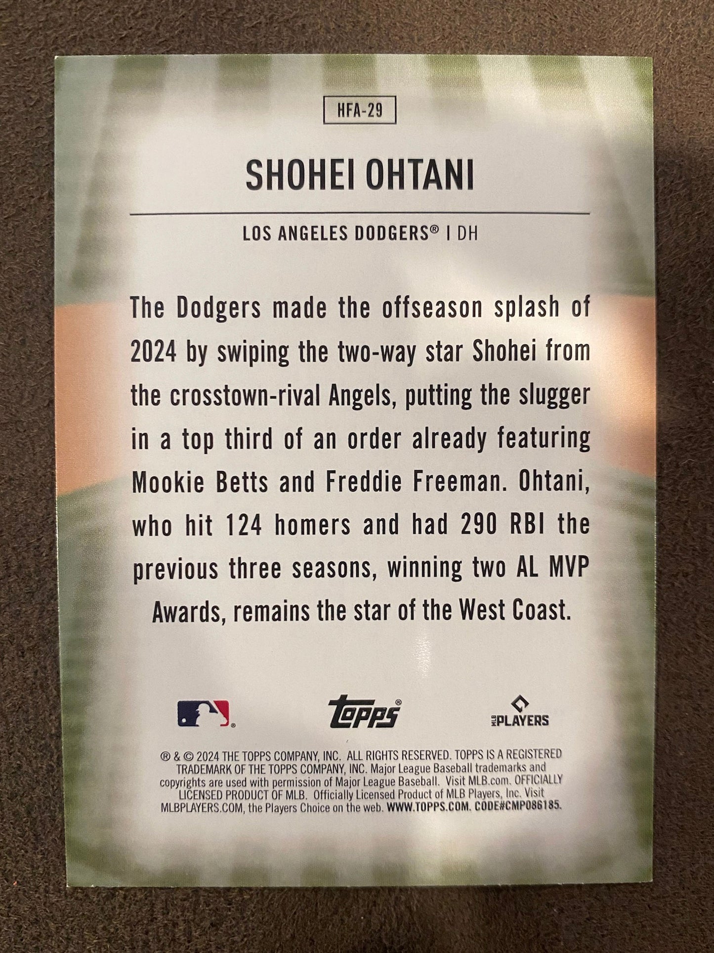 Shohei Ohtani - 2024 Topps Update - Homefield Advantage - Dodgers