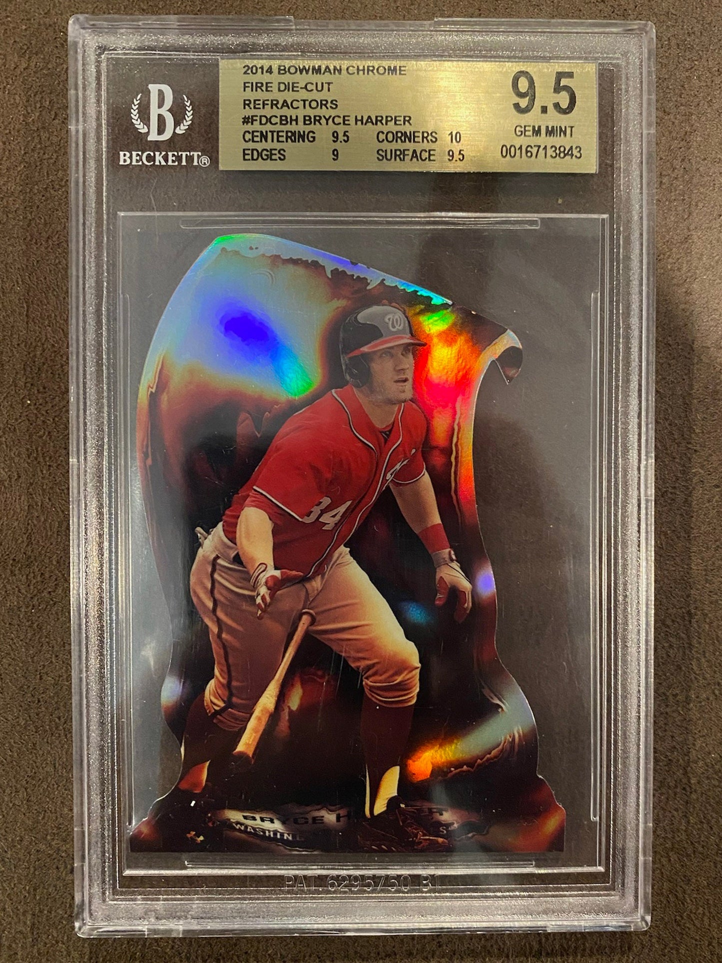 Bryce Harper - 2014 Bowman Chrome - Fire Die-Cut Refractor Beckett 9.5 GEM MINT - Nationals