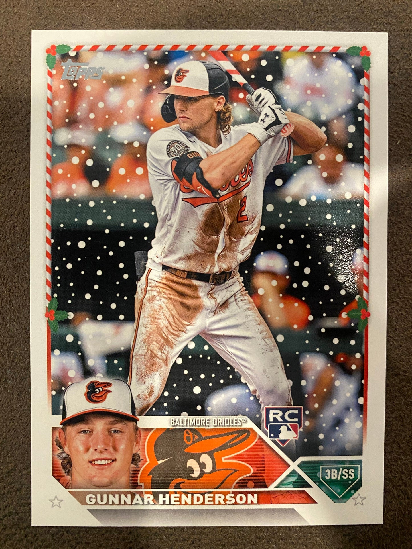 Gunnar Henderson - 2023 Topps Holiday - Rookie Short Print Candy Cane Bat - Orioles