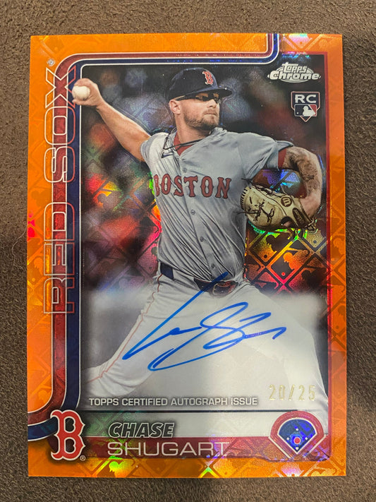 Chase Shugart - 2025 Topps Chrome - Orange Logofractor AUTO /25 - Red Sox