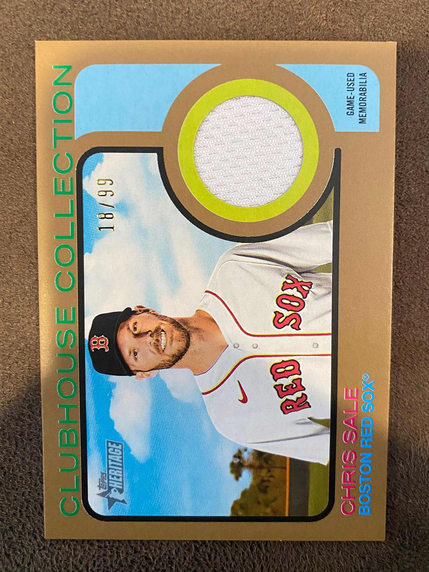Chris Sale - 2022 Topps Heritage High Number - GOLD Game-Used RELIC /99 - Red Sox