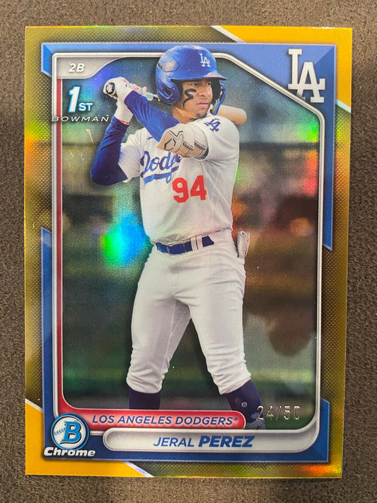 Jeral Perez - 2024 Bowman Chrome - Gold 1st Refractor /50 - Dodgers