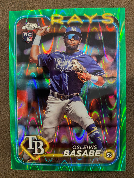 Osleivis Basabe - 2024 Topps Chrome - Green Raywave /99 - Rays
