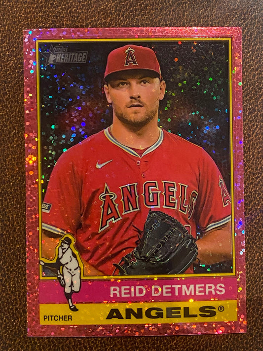 Reid Detmers - 2025 Topps Heritage - Pink Sparkle - Angels