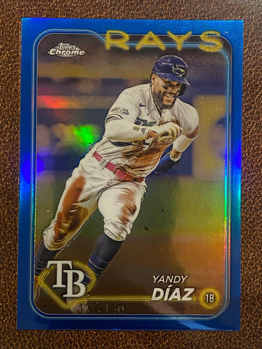 Yandy Diaz - 2024 Topps Chrome - True Blue Refractor /150 - Rays