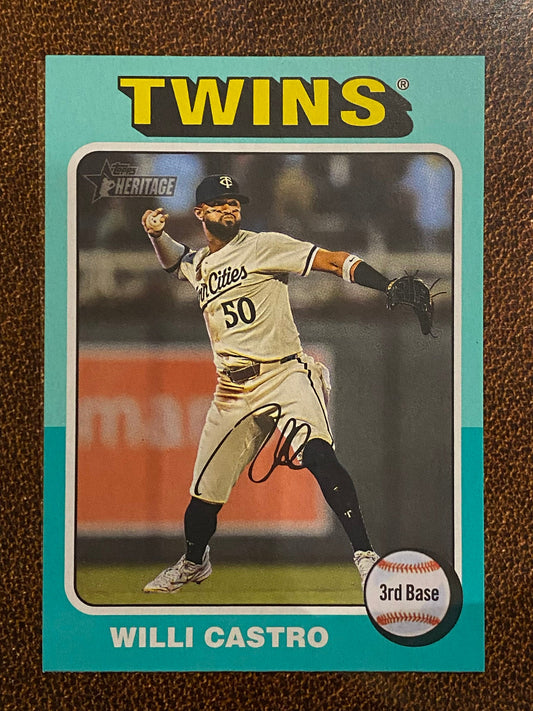 Willi Castro - 2024 Topps Heritage High Number - Aqua Border - Twins