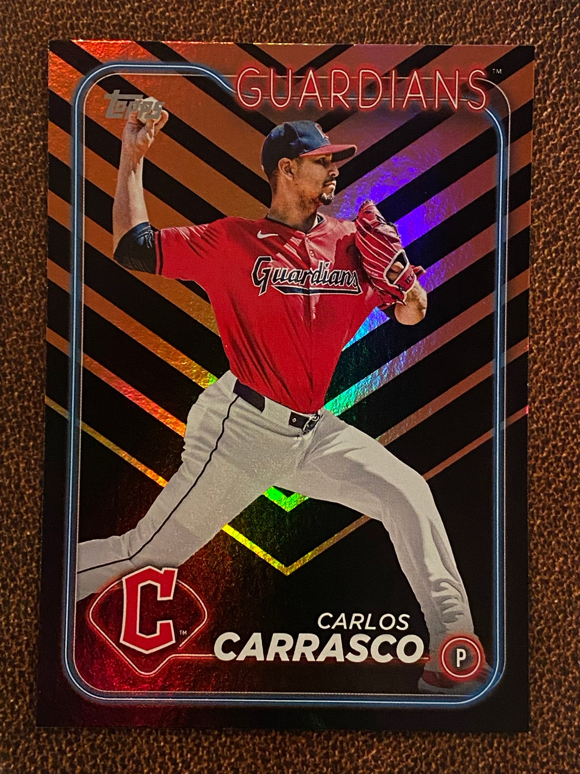 Carlos Carrasco 2024 Topps Update Holiday Parallel Guardians