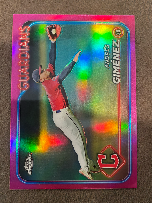 Andres Gimenez - 2024 Topps Chrome - Pink Refractor - Guardians