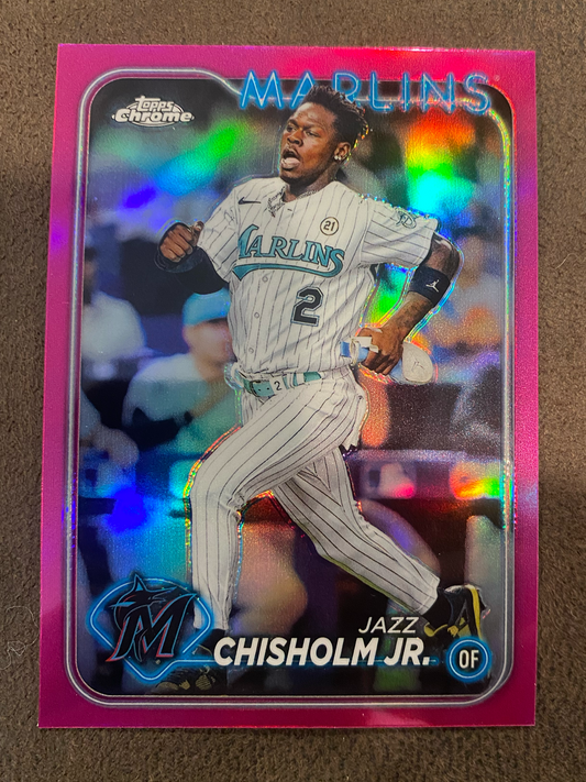 Jazz Chisholm Jr. - 2024 Topps Chrome - Pink Refractor - Marlins