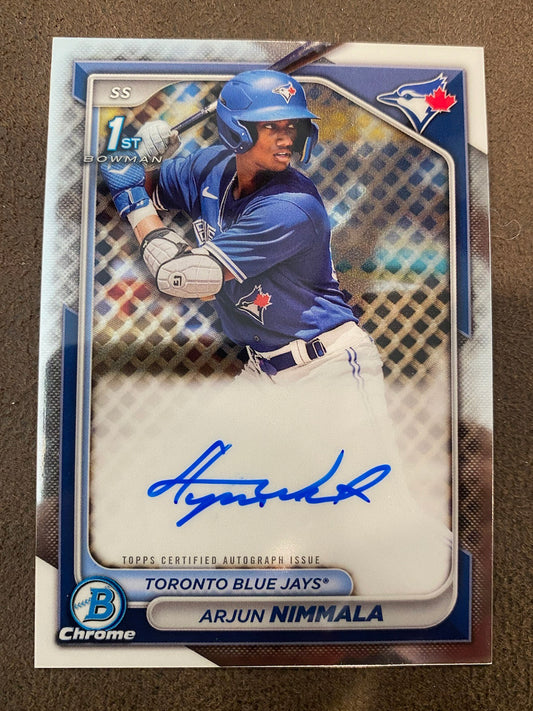 Arjun Nimmala - 2024 Bowman Chrome - 1st AUTO - Blue Jays
