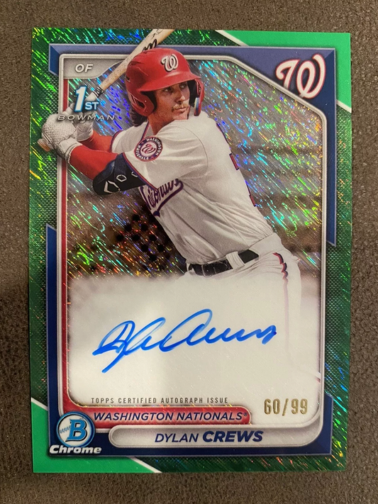 Dylan Crews - 2024 Bowman - Green Shimmer AUTO /99 (60/99) - Nationals