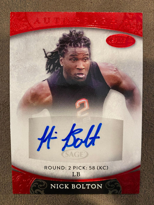 Nick Bolton - 2021 Sage Aspire - Red AUTO - Chiefs