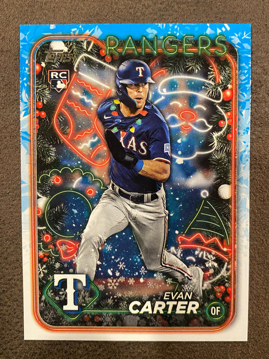 Evan Carter - 2024 Topps Holiday - Short Print - Rangers