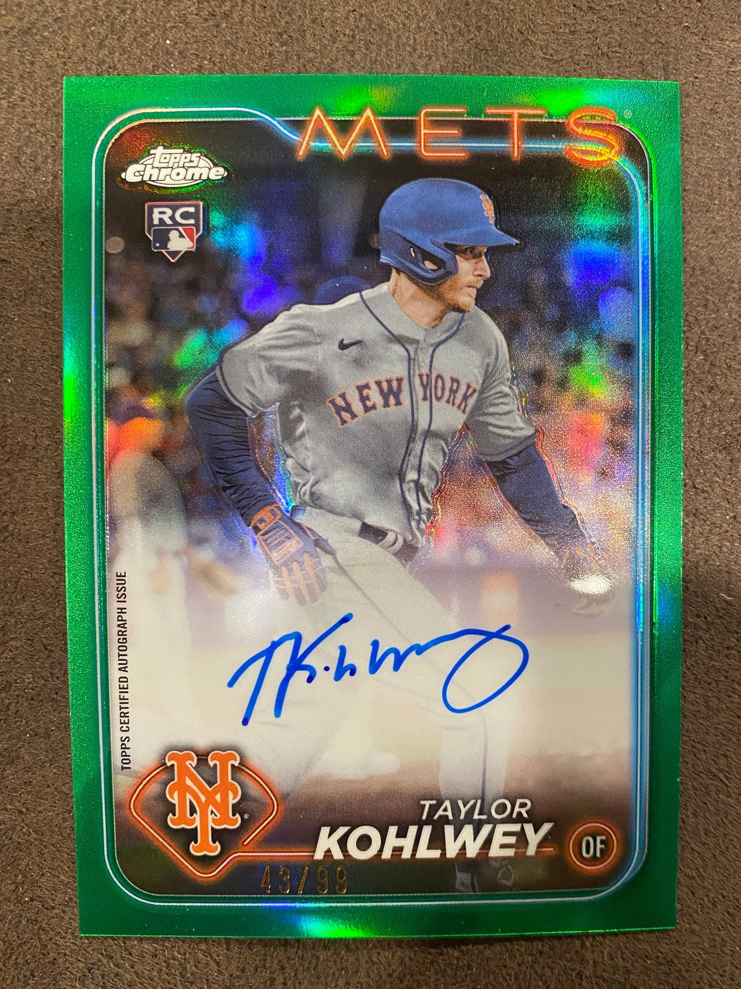 Taylor Kohlwey - 2024 Topps Chrome - Green Refractor AUTO /99 - Mets