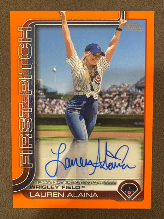 Lauren Alaina - 2025 Topps Series 1 - First Pitch Orange AUTO /25 - Cubs