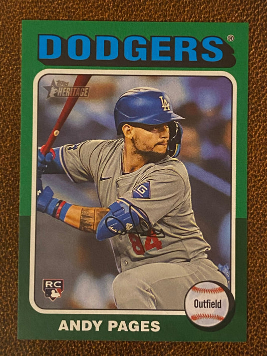 Andy Pages - 2024 Topps Heritage High Number - Green Border - Dodgers