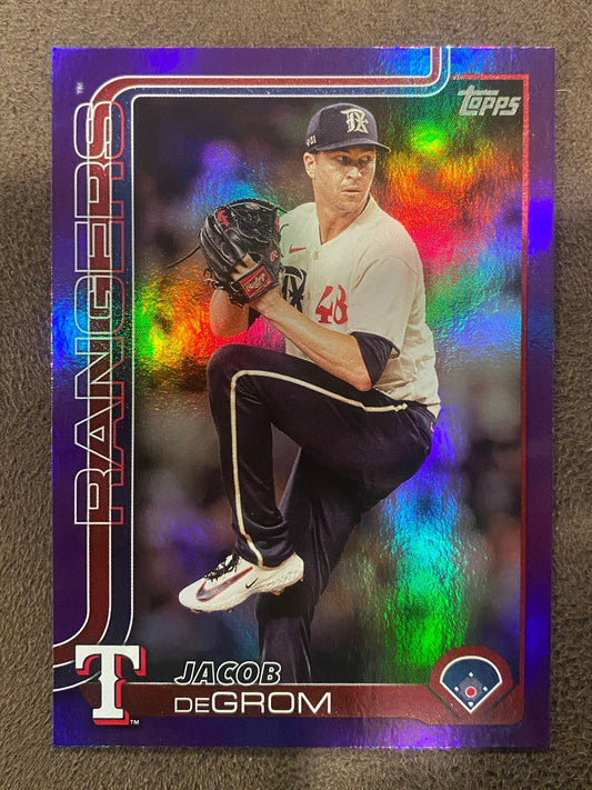 Jacob DeGrom - 2025 Topps Series 1 - Purple Rainbow Foil /250 - Rangers