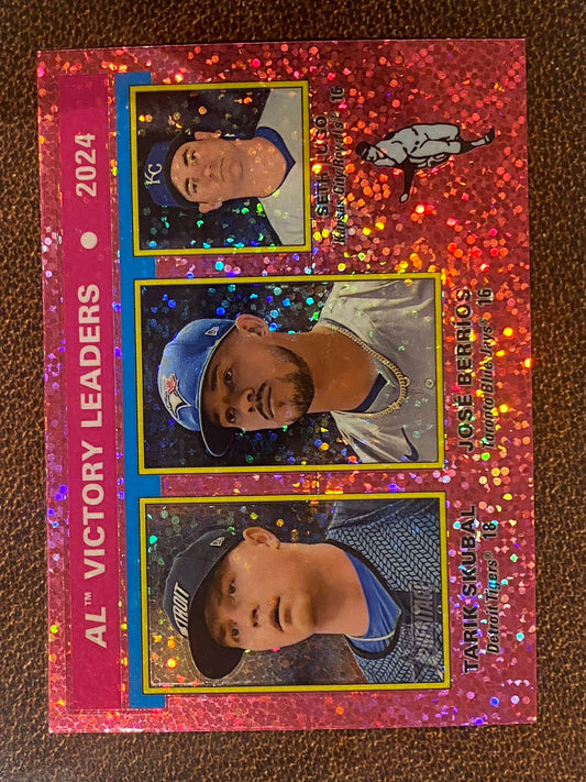 Seth Lugo / Jose Berrios / Tarik Skubal - 2025 Topps Heritage - Pink Sparkle - Tigers