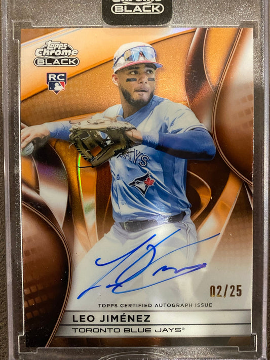 Leo Jimenez - 2025 Topps Chrome Black - Orange AUTO /25 - Blue Jays