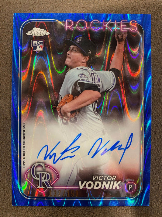 Victor Vodnik - 2024 Topps Chrome - Blue Parallel Rookie AUTO /150 - Rockies