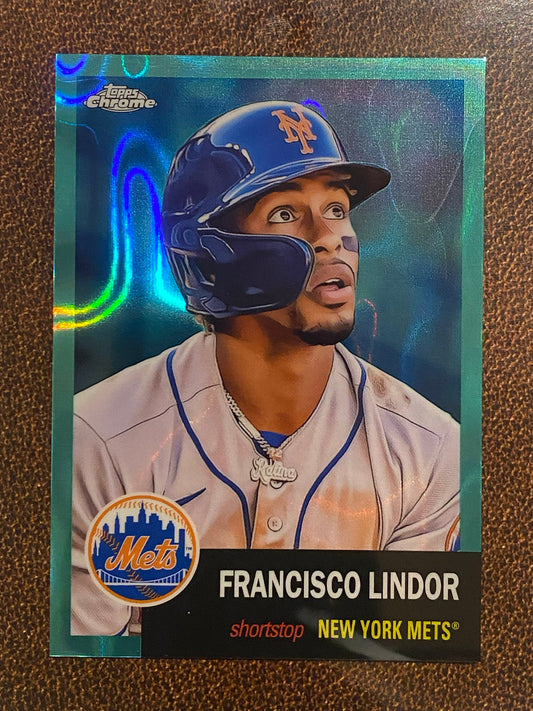 Francisco Lindor - 2022 Topps Chrome Platinum Anniversary - Aqua Raywave /299 - Mets