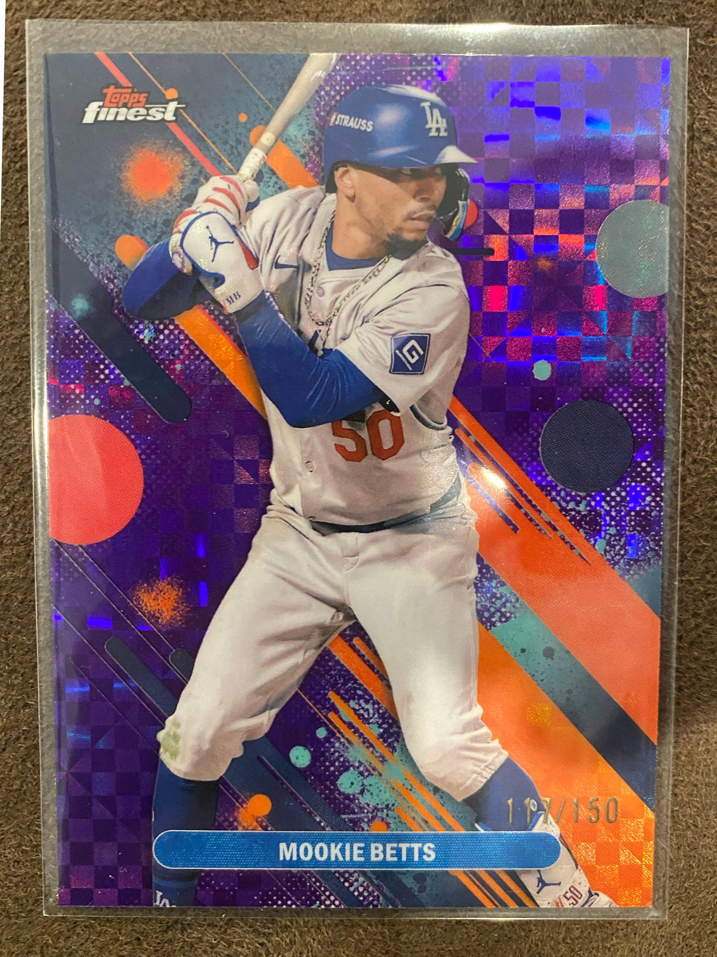 Mookie Betts - 2025 Topps Finest - Common Purple Checkerboard /150 - Dodgers