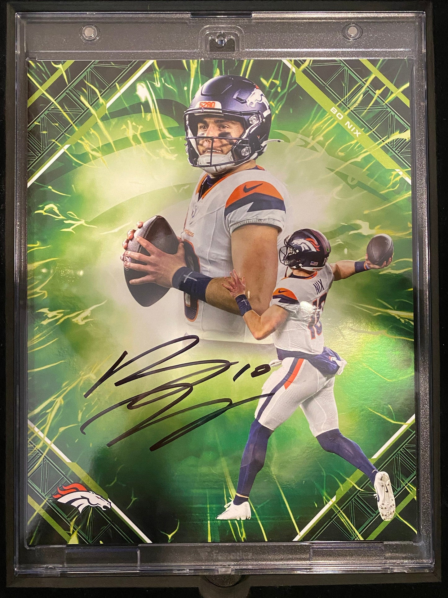 Bo Nix - 2025 NFL Fanatics Emanate - 8x10 GREEN Auto /99 - Broncos