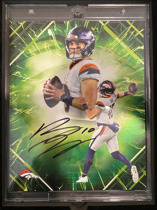 Bo Nix - 2025 NFL Fanatics Emanate - 8x10 GREEN Auto /99 - Broncos