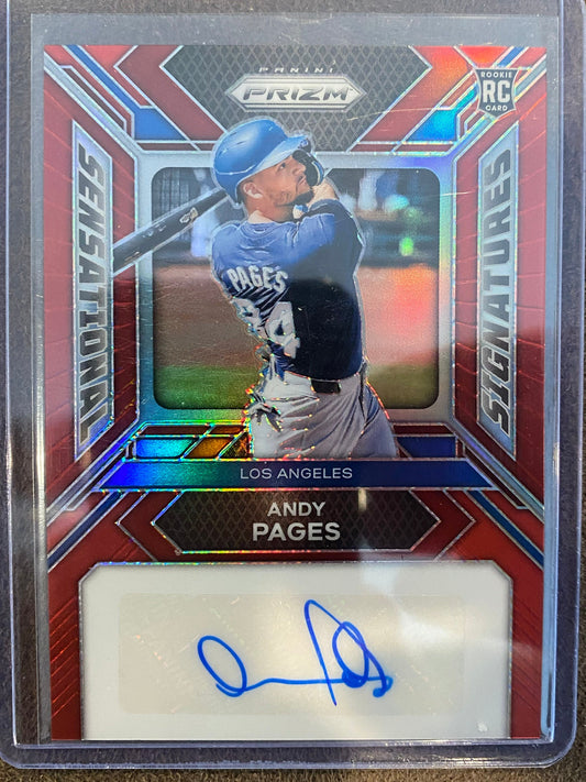 Andy Pages - 2024 Panini Prizm - Sensational Signatures Red /99 AUTO - Dodgers