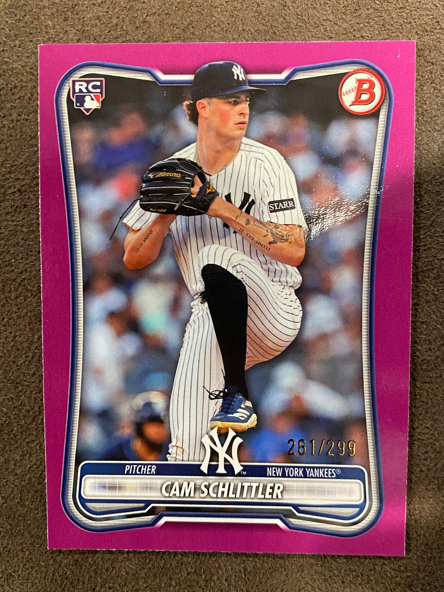 Cam Schlittler - 2026 Bowman - FUCHSIA /299 (*Small Corner Issue*) - Yankees