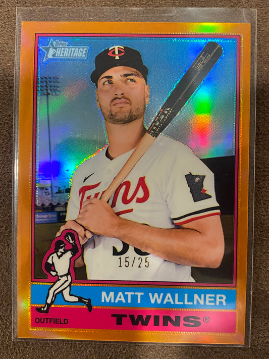 Matt Wallner - 2025 Topps Heritage - ORANGE Refractor /25 - Twins