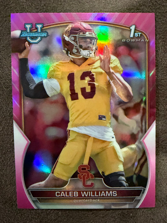 Caleb Williams - 2022 Bowman Chrome University - 1st Pink Refractor - Bears