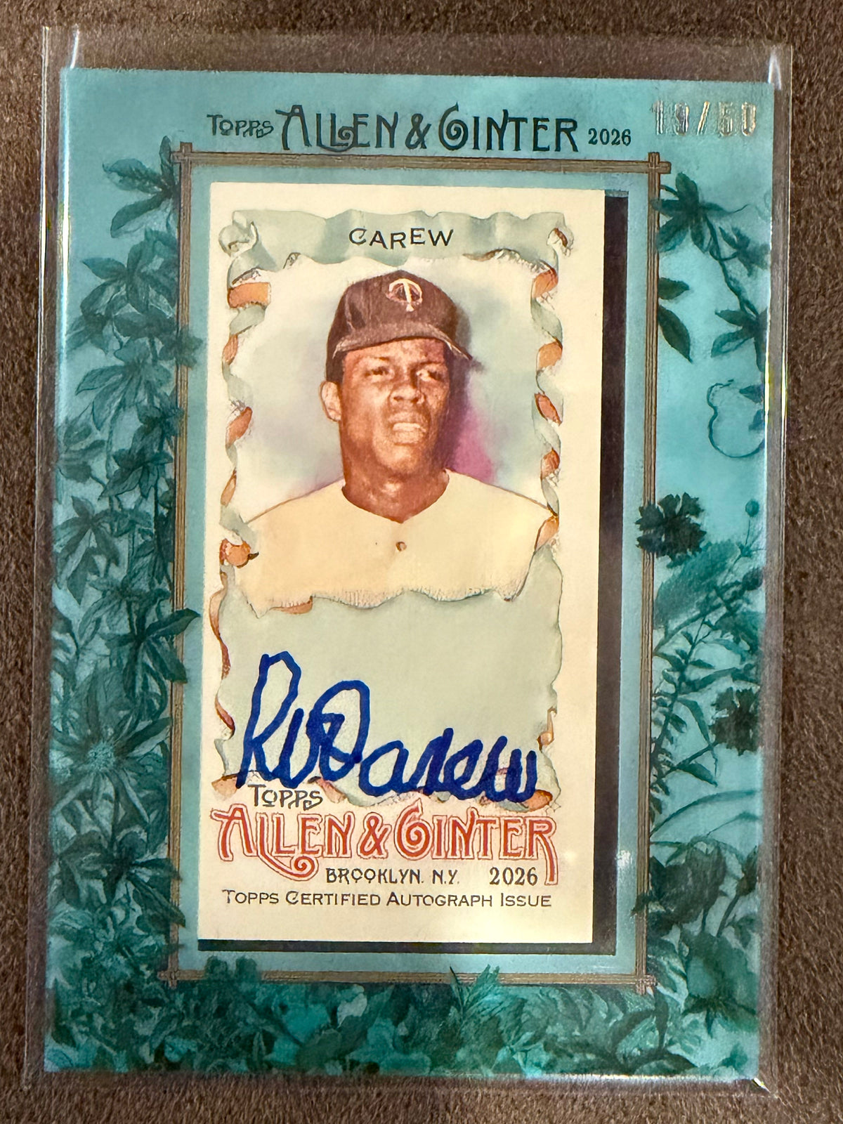 Rod Carew - 2026 Allen & Ginter - BLUE Framed Mini AUTO /50 - Twins