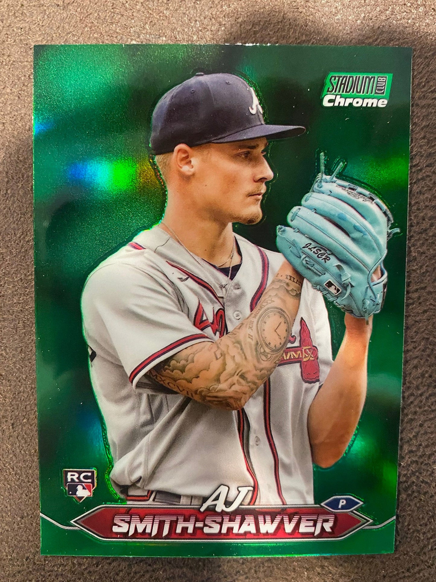 AJ Smith Shawver -  2024 Topps Stadium Club - Green Refractor - Braves