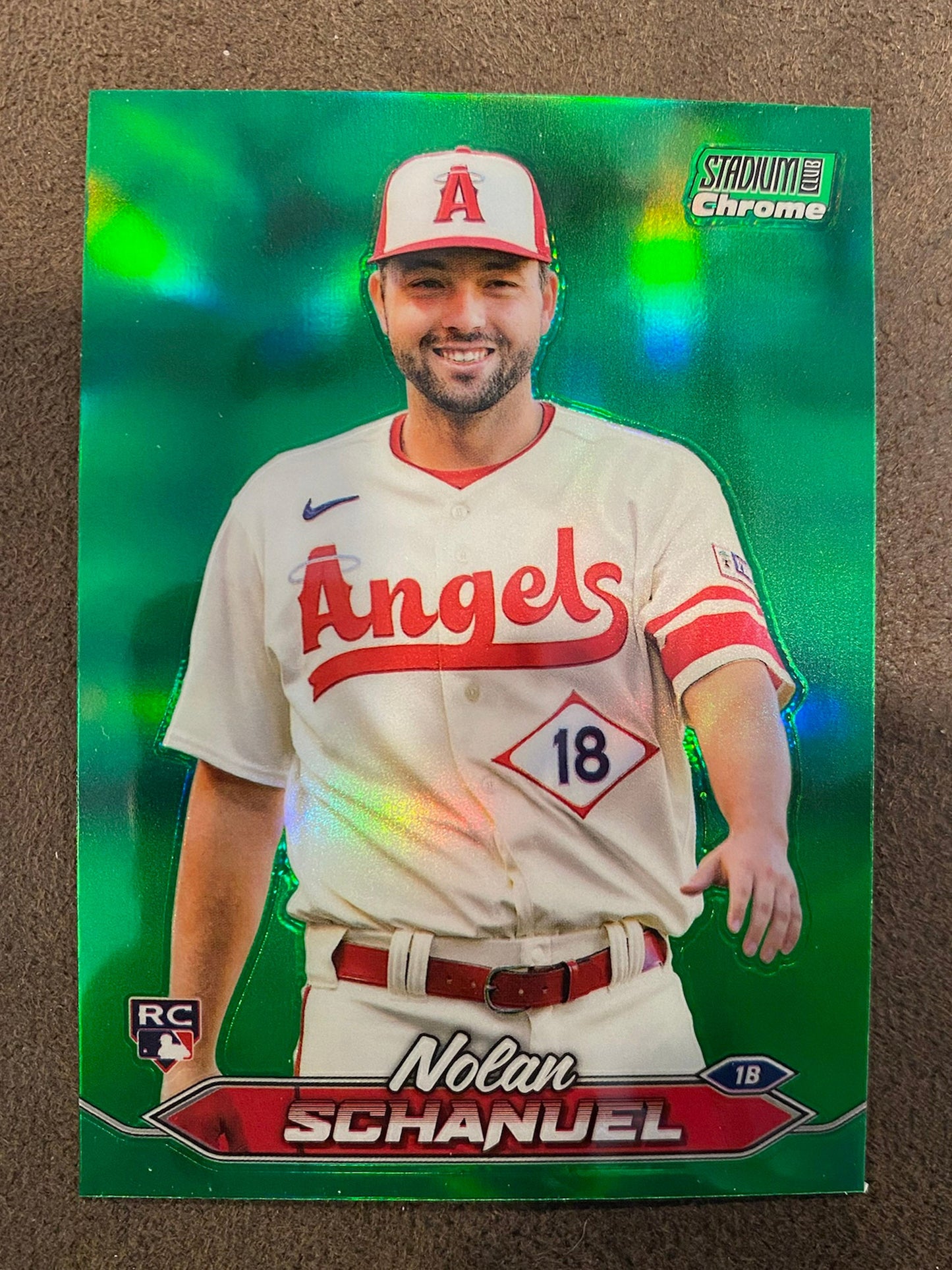 Nolan Schanuel - 2024 Topps Stadium Club - Green Chrome Refractor - Angels