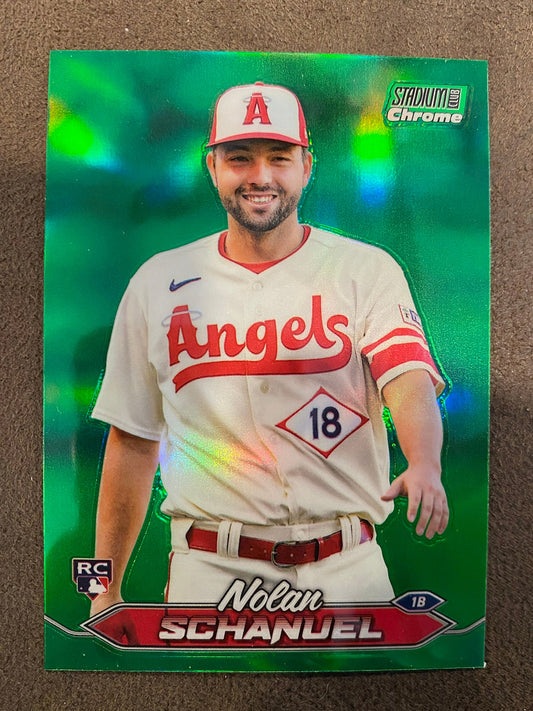 Nolan Schanuel - 2024 Topps Stadium Club - Green Chrome Refractor - Angels