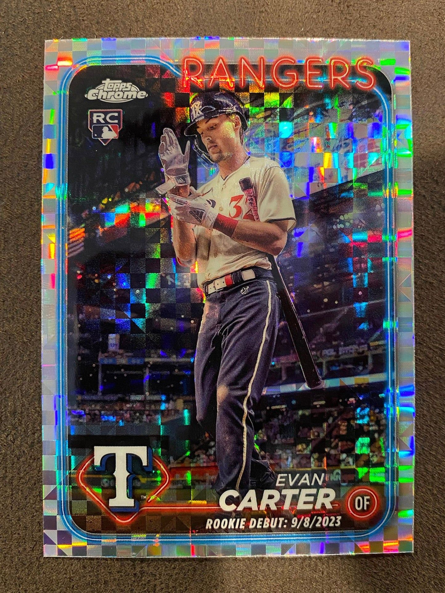 Evan Carter - 2024 Topps Chrome Update - XFractor (Rookie Debut) - Rangers