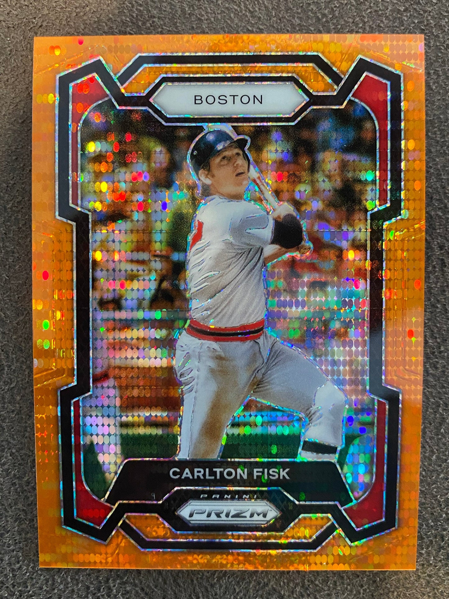 Carlton Fisk - 2024 Panini Prizm - Orange Pulsar /399 - Red Sox