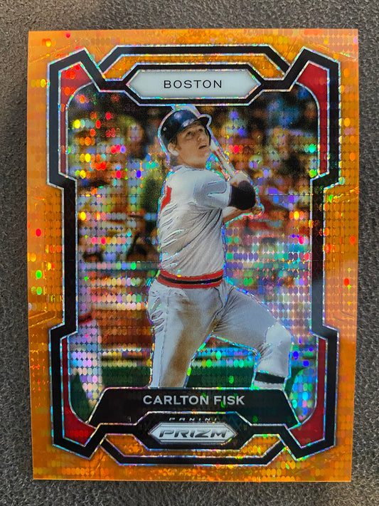 Carlton Fisk - 2024 Panini Prizm - Orange Pulsar /399 - Red Sox