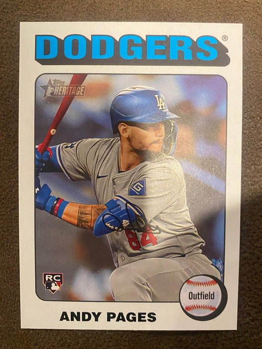 Andy Pages - 2024 Topps Heritage High Number - White Border - Dodgers