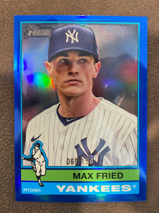 Max Fried - 2025 Topps Heritage - Blue Chrome Refractor /150 - Yankees