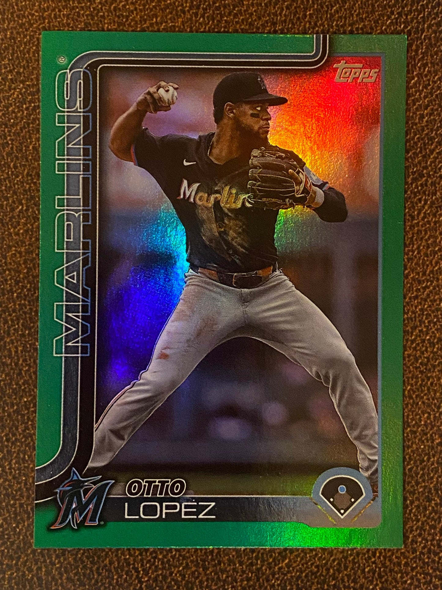 Otto Lopez - 2025 Topps Series 1 - Green Rainbow Foil /99 - Marlins