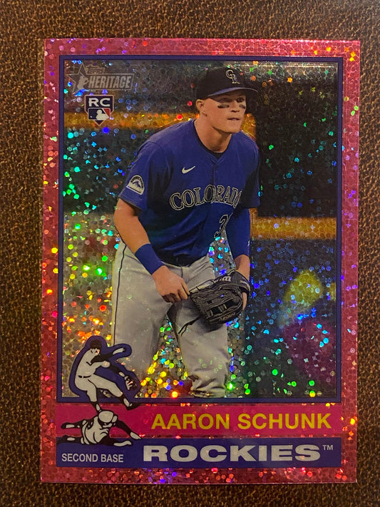 Aaron Schunk - 2025 Topps Heritage - Pink Sparkle - Rockies
