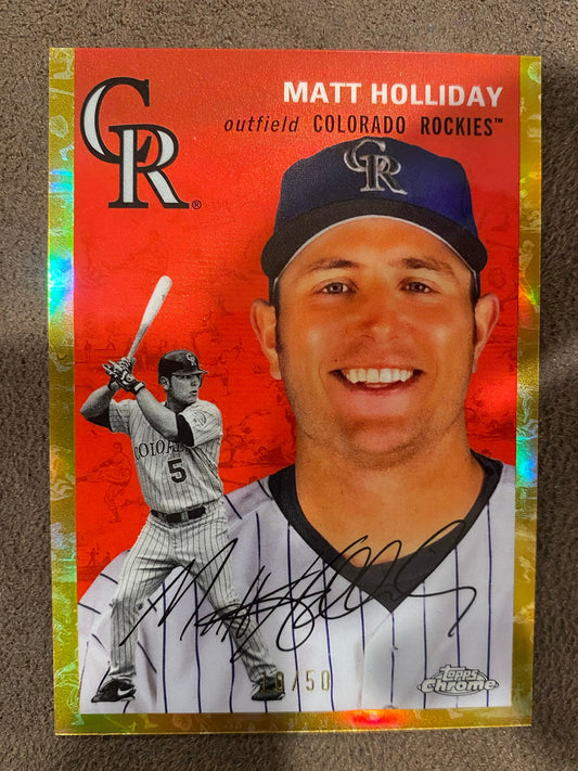 Matt Holliday - 2023 Topps Chrome Platinum Anniversary - Gold Toile /50 - Rockies