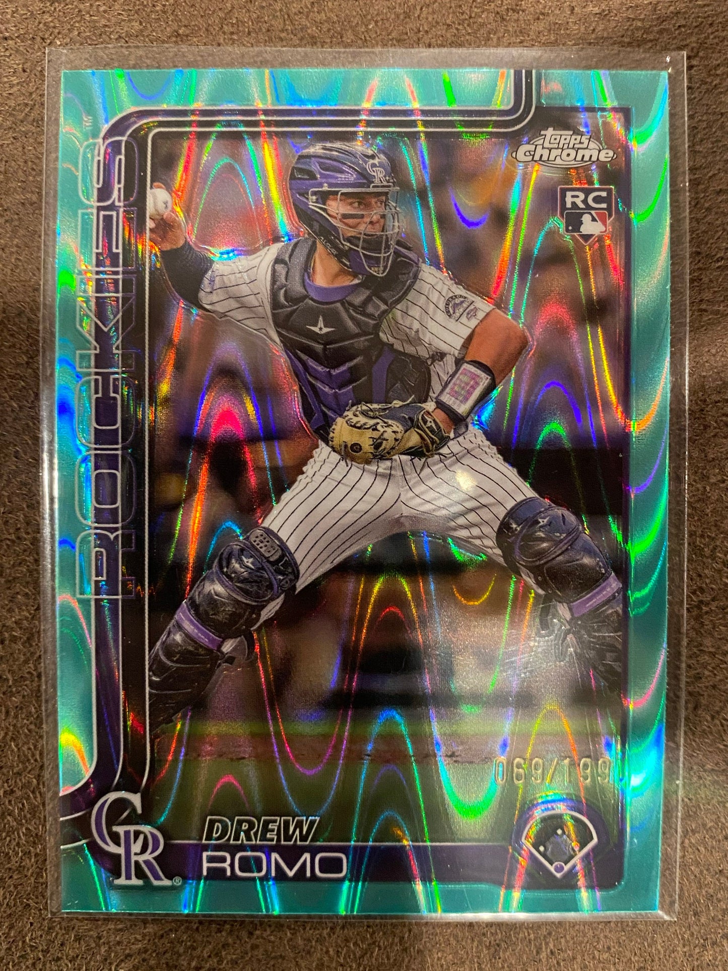 Drew Romo - 2025 Topps Chrome - Aqua Raywave /199 - Rockies
