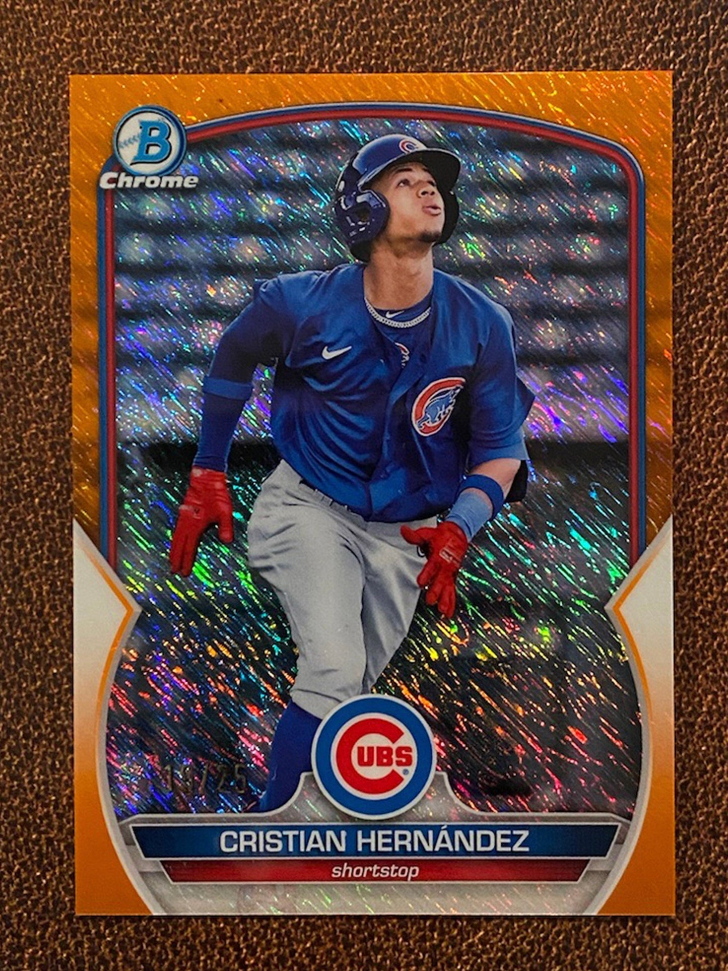 Cristian Hernandez - 2023 Bowman Chrome - Orange Shimmer /25 SSP - Cubs