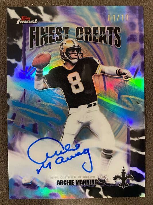 Archie Manning - 2025 Topps Finest - BLACK Finest Greats AUTO /10 - Saints