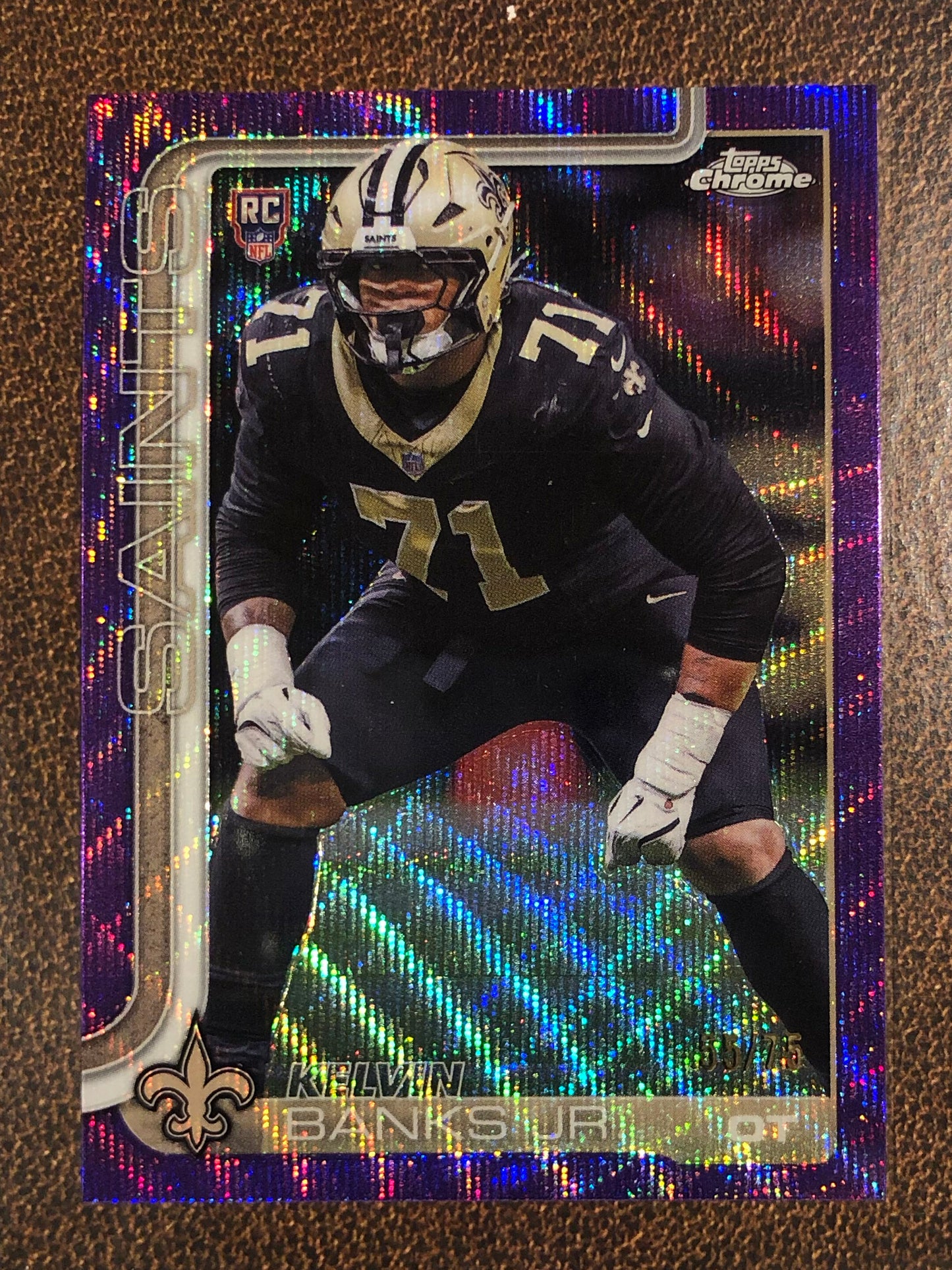 Kelvin Banks Jr. - 2025 Topps Chrome - PURPLE Wave Refractor /75 - Saints