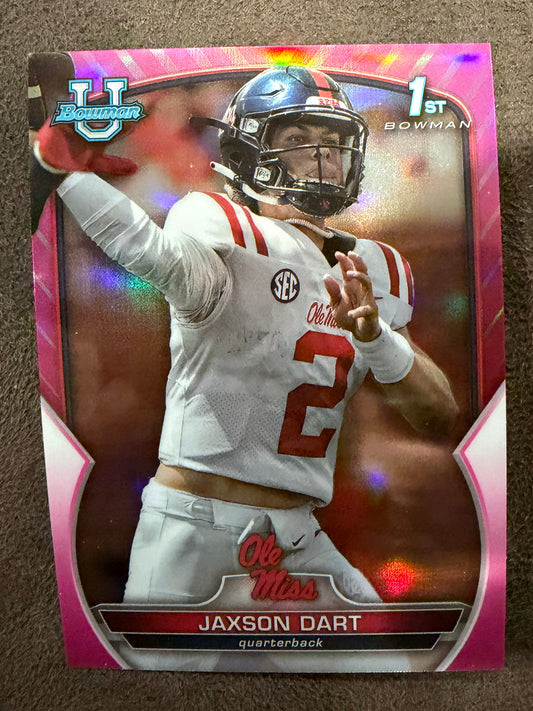 Jaxson Dart - 2022 Bowman Chrome University - 1st Pink Refractor - Giants