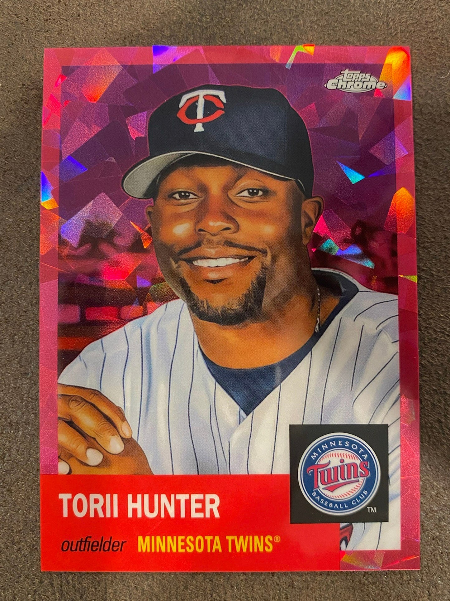 Torii Hunter - 2022 Topps Chrome Platinum Anniversary - Fuchsia Atomic /100 - Twins